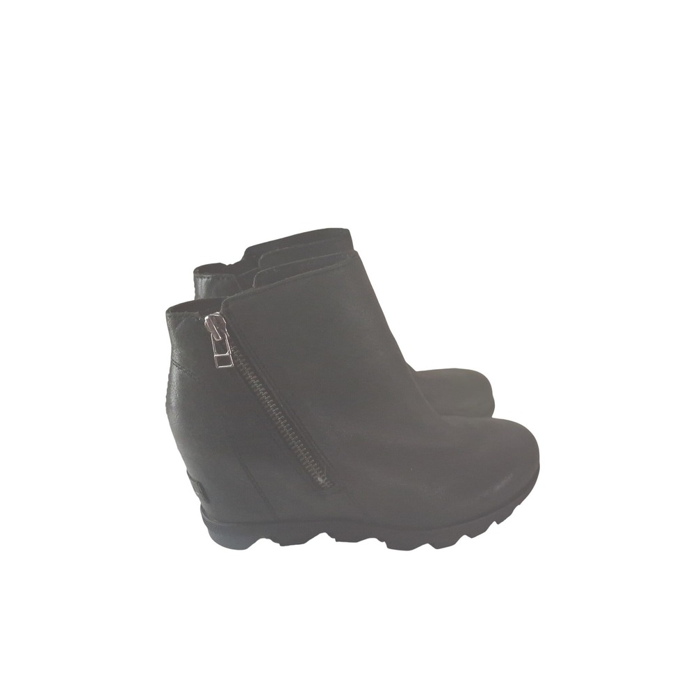 Sorel Joan of Arctic Wedge II Chelsea Boots Black Leather NL3364-010 Womens 6